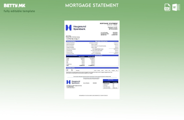 модерен стил Извештај за хипотека на Норвешка Haugesund Sparebank Шаблон за Word